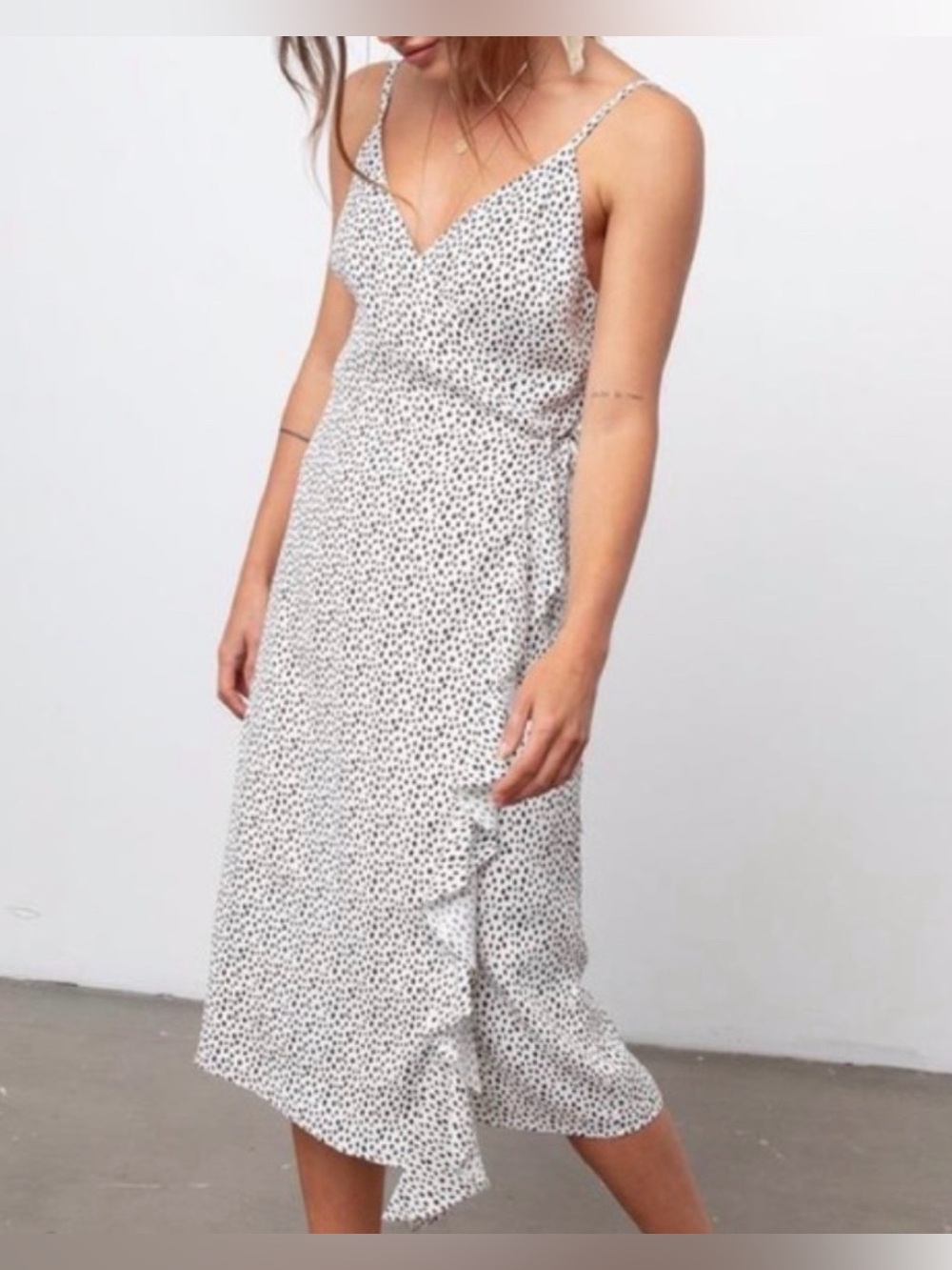 Rails Iris White and Black Spotted Wrap Dress